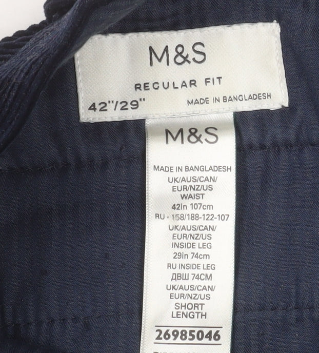 Mens UK Size 42 in Marks and Spencer Regular Fit Casual Blue Trousers