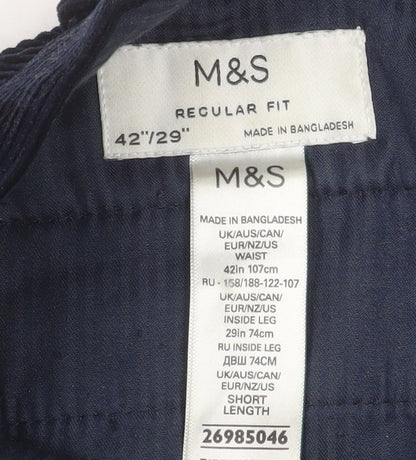Mens UK Size 42 in Marks and Spencer Regular Fit Casual Blue Trousers
