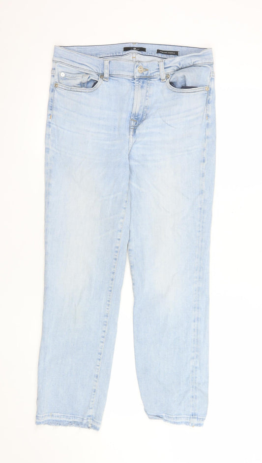 Womens UK Size 32 7 For All Mankind Regular Fit Straight Blue Jeans