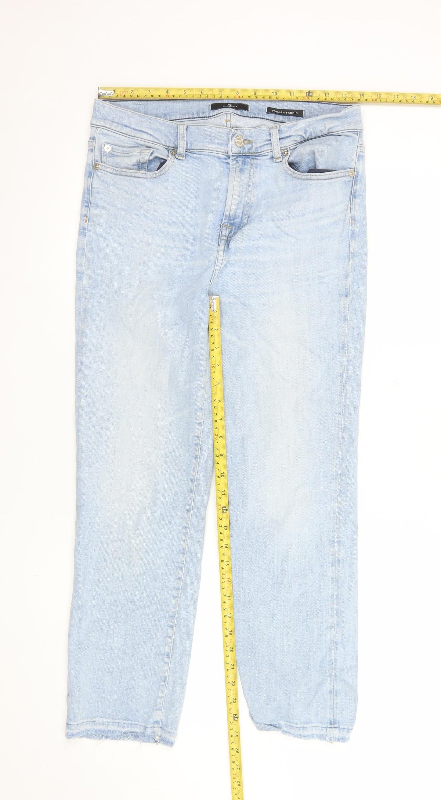 Womens UK Size 32 7 For All Mankind Regular Fit Straight Blue Jeans