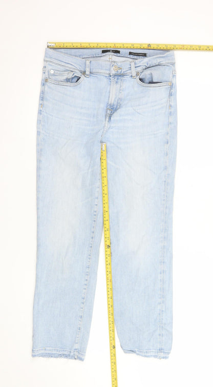 Womens UK Size 32 7 For All Mankind Regular Fit Straight Blue Jeans