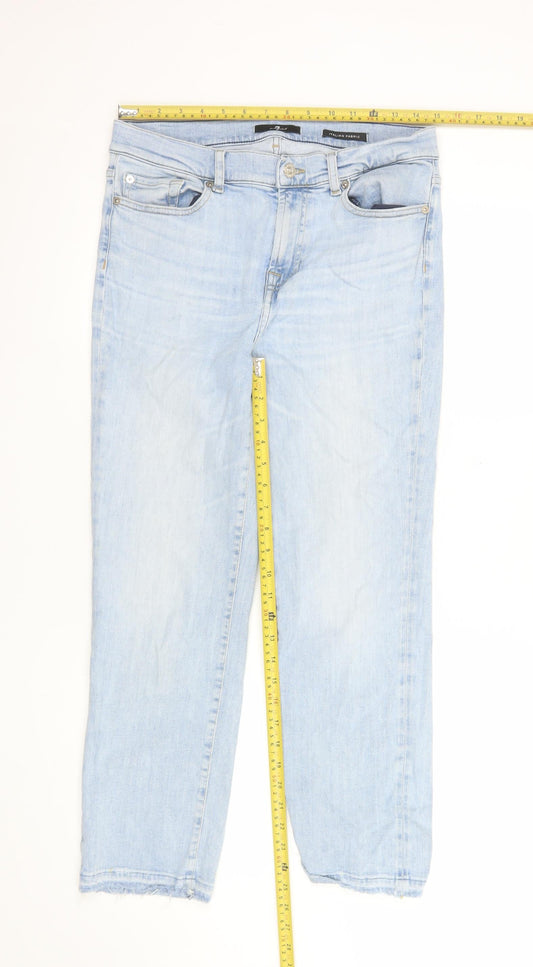 Womens UK Size 32 7 For All Mankind Regular Fit Straight Blue Jeans