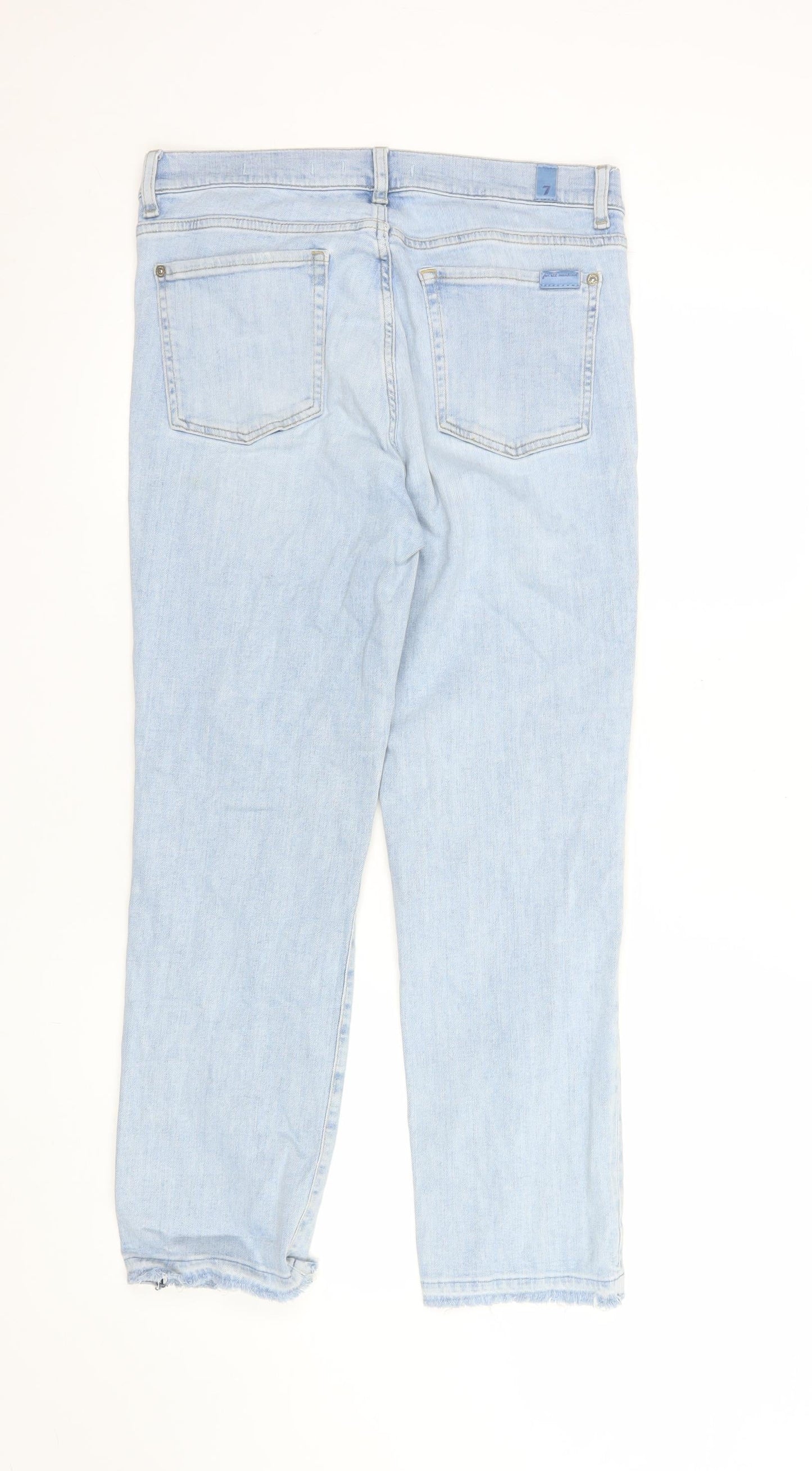 Womens UK Size 32 7 For All Mankind Regular Fit Straight Blue Jeans