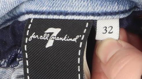 Womens UK Size 32 7 For All Mankind Regular Fit Straight Blue Jeans