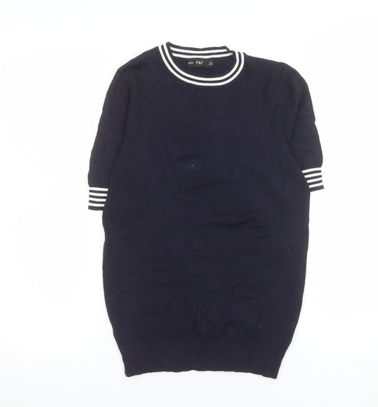 F&F Women’s Blue Short Sleeve Knit T-Shirt UK 8