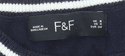 F&F Women’s Blue Short Sleeve Knit T-Shirt UK 8