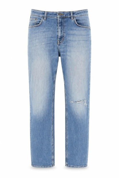 Crew Clothing Men's Blue 36L Straight Fit Distressed Jeans