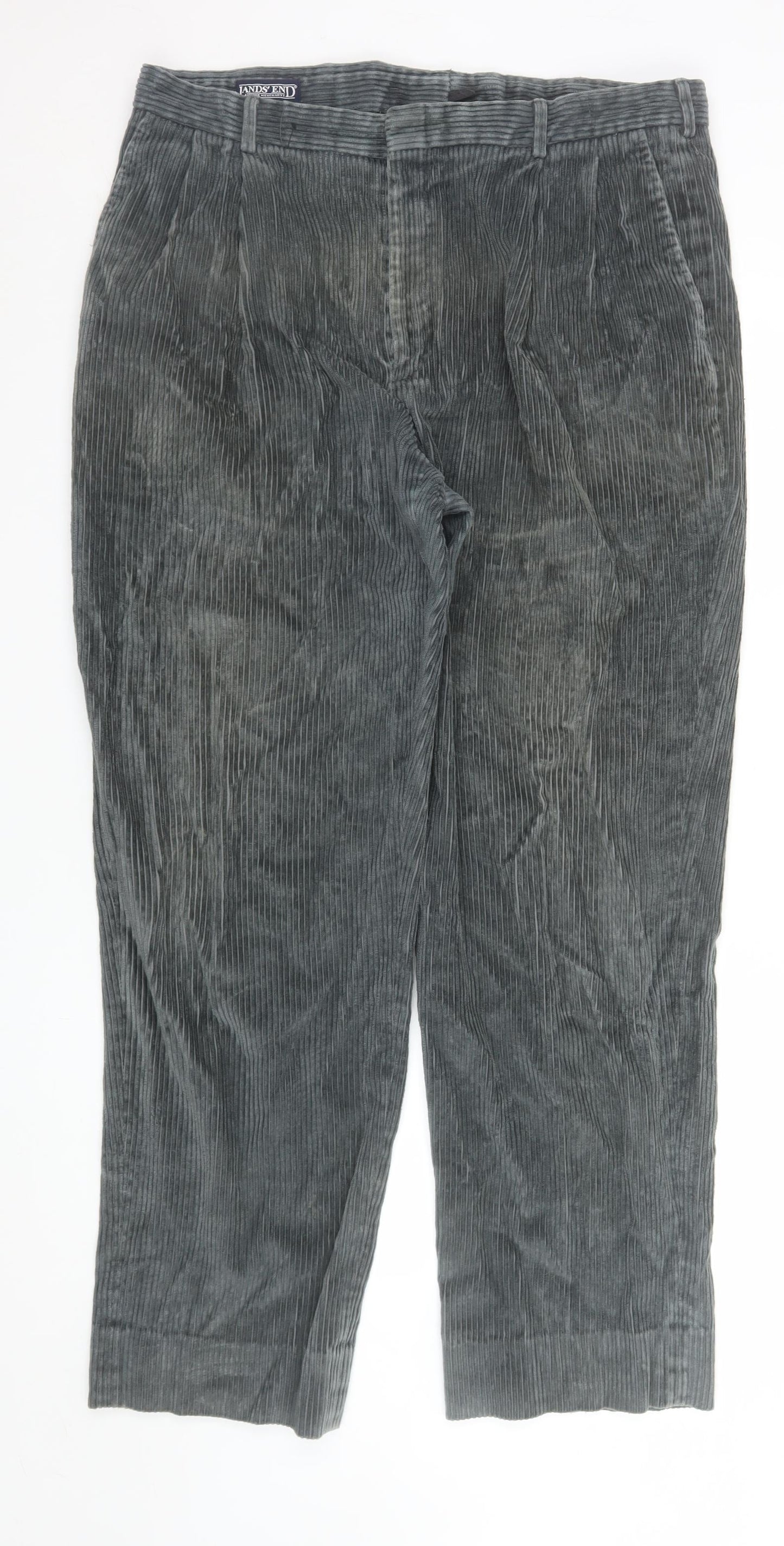 Mens UK Size 38 Lands' End Regular Fit Casual Grey Trousers