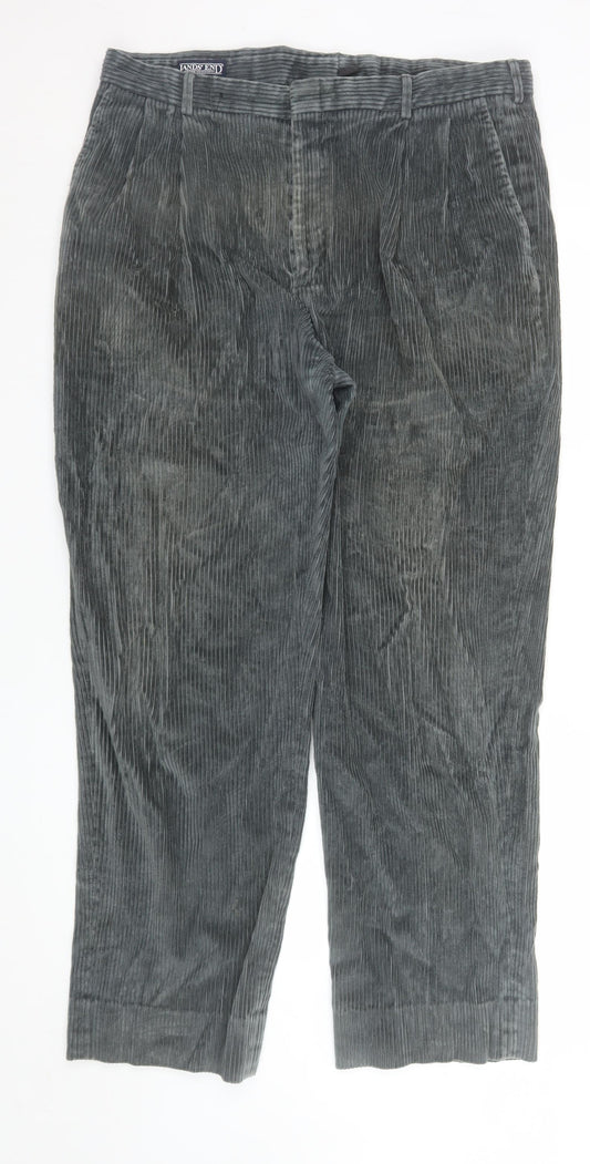 Mens UK Size 38 Lands' End Regular Fit Casual Grey Trousers