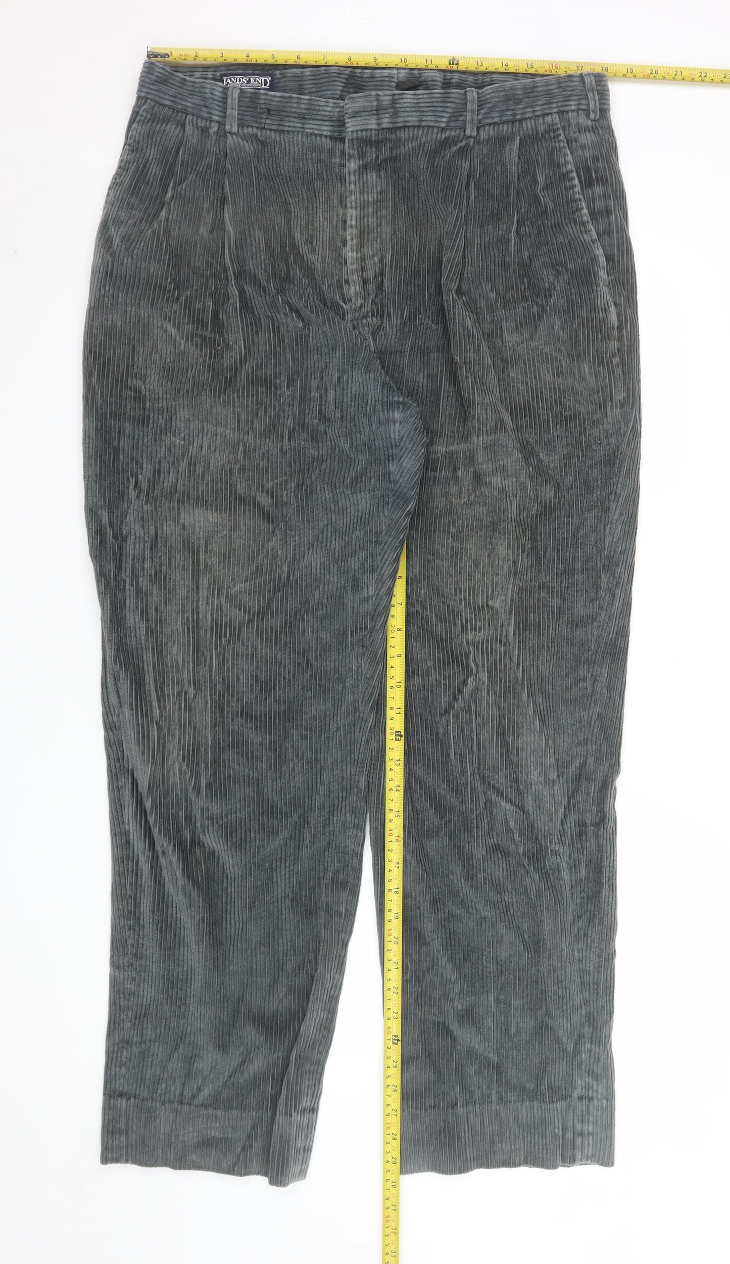 Mens UK Size 38 Lands' End Regular Fit Casual Grey Trousers