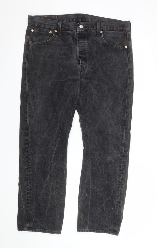 Mens UK Size 36 L 30 Levi Strauss & Co. Regular Fit Straight Black Jeans