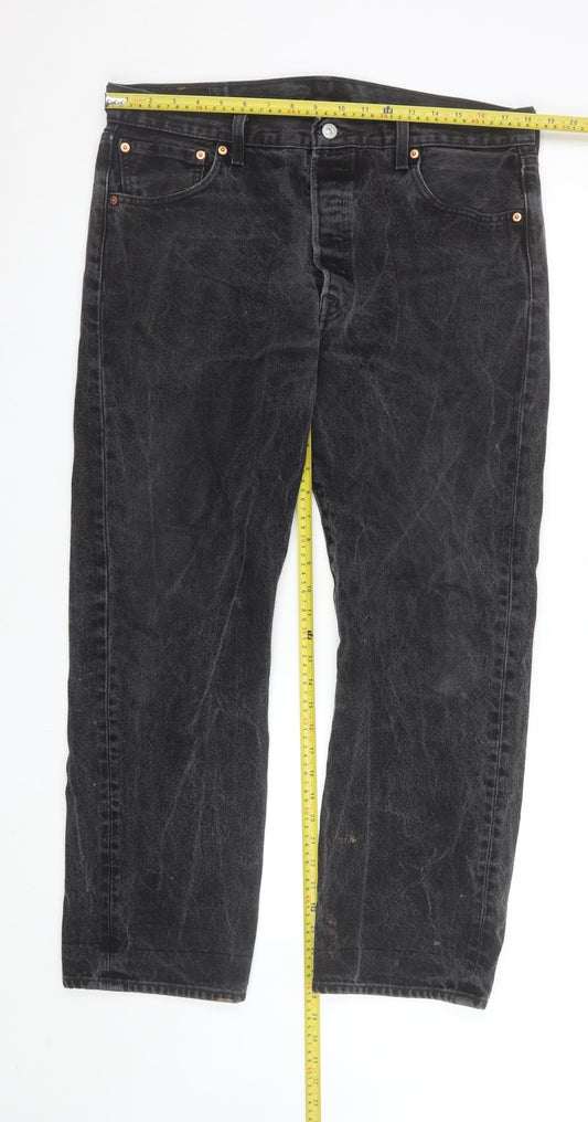 Mens UK Size 36 L 30 Levi Strauss & Co. Regular Fit Straight Black Jeans