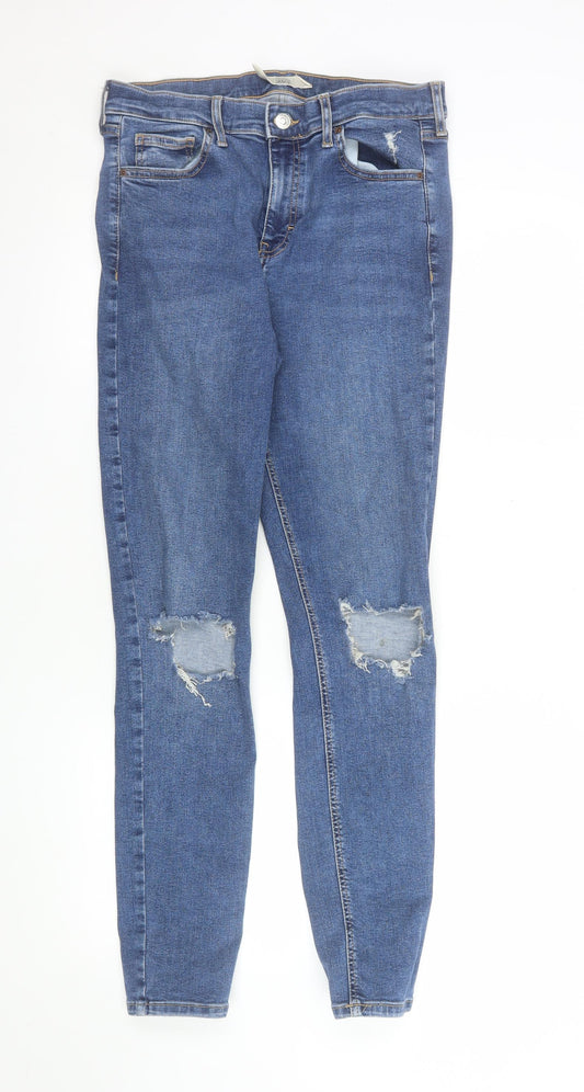 Womens UK Size 12 Topshop Slim Fit Skinny Blue Jeans