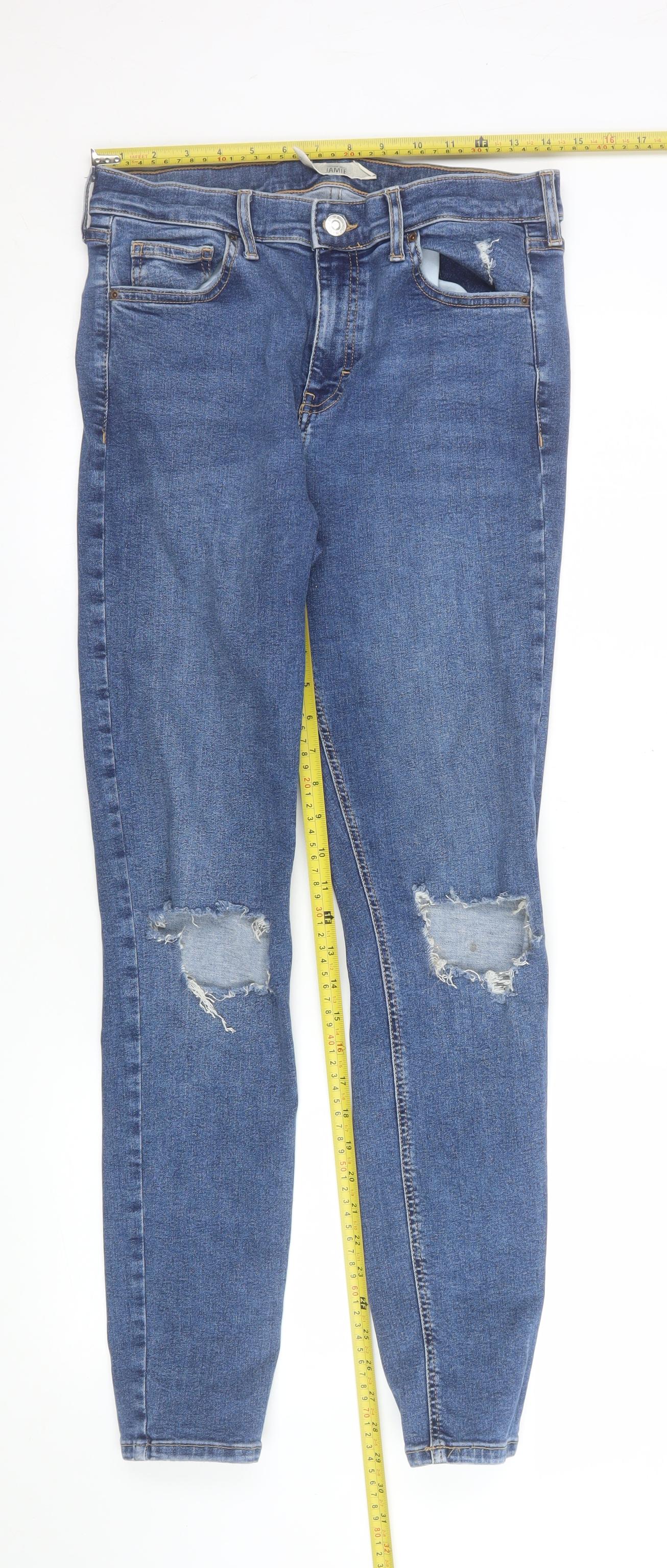 Womens UK Size 12 Topshop Slim Fit Skinny Blue Jeans
