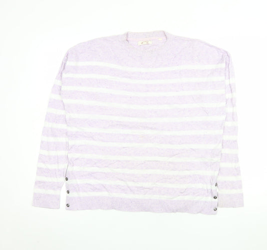 Fat Face Womens Purple Striped Cotton Long Sleeve Blouse Size 12