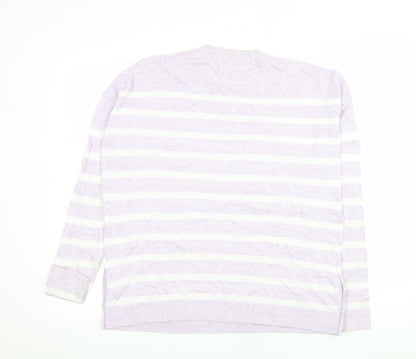 Fat Face Womens Purple Striped Cotton Long Sleeve Blouse Size 12
