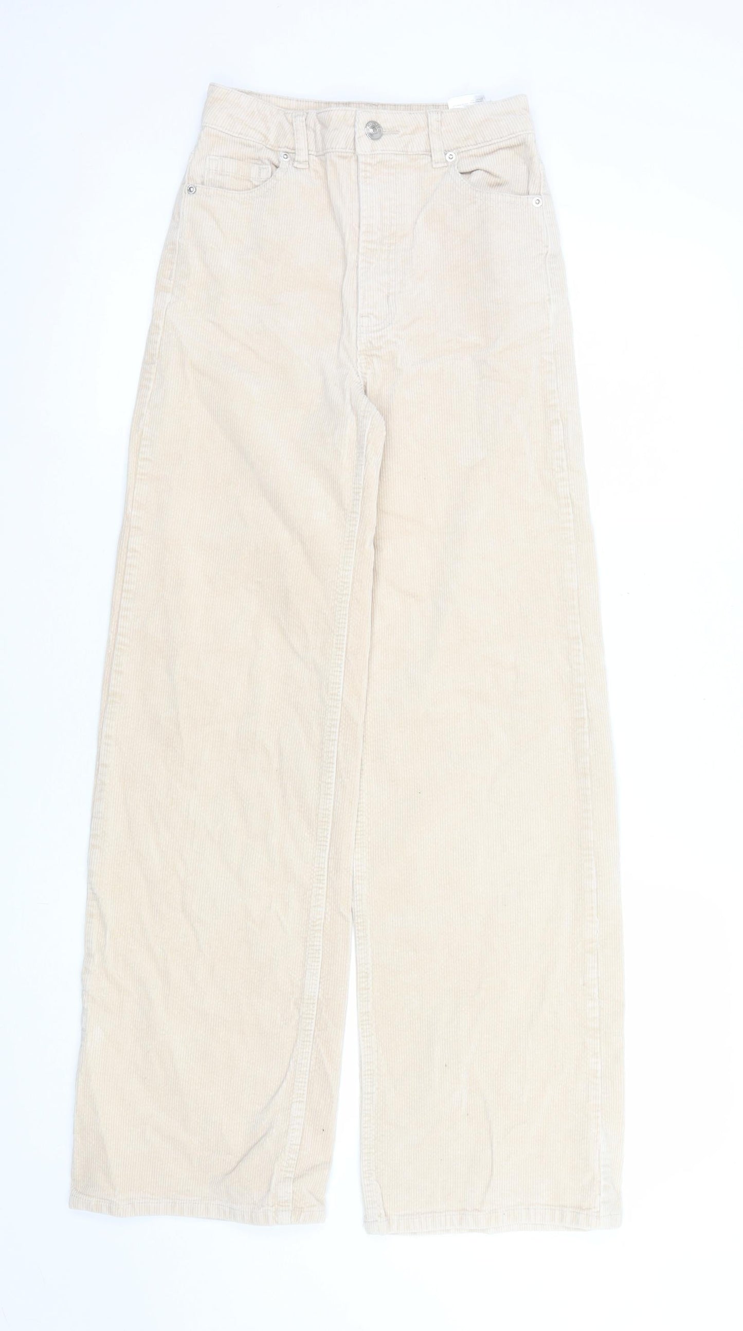 Womens UK Size 4 H&M Regular Fit Casual Beige Trousers