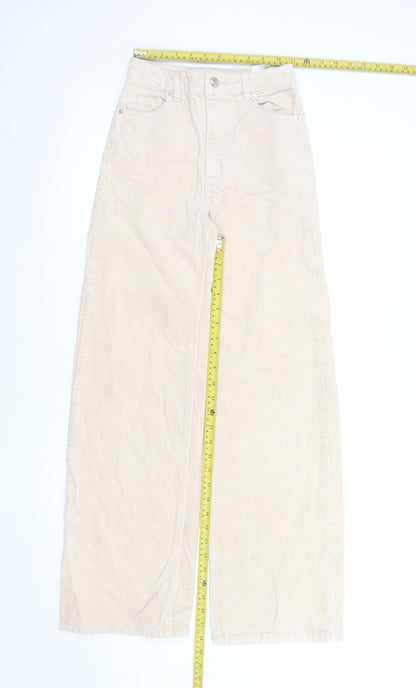 Womens UK Size 4 H&M Regular Fit Casual Beige Trousers