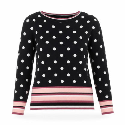 Next Womens Black Polka Dot Crew Neck Knit Jumper Size 8