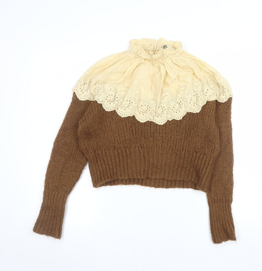 Womens UK Size 12 Zara Brown Pullover Jumper