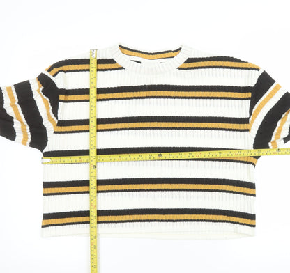 Topshop Women's Multicoloured Striped Crew Neck Knit Jumper UK 14