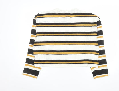 Topshop Women's Multicoloured Striped Crew Neck Knit Jumper UK 14