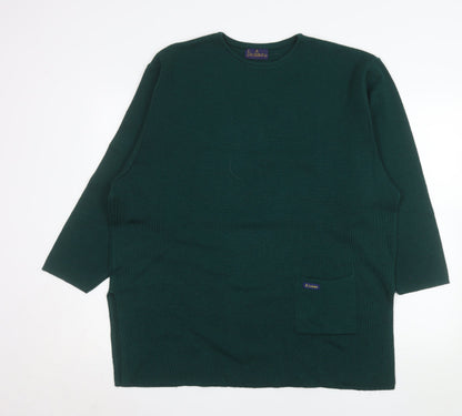 Le Minor Women Green Wool Acrylic Crew Neck Pullover Jumper Size 20