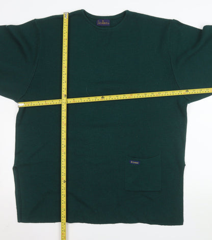 Le Minor Women Green Wool Acrylic Crew Neck Pullover Jumper Size 20