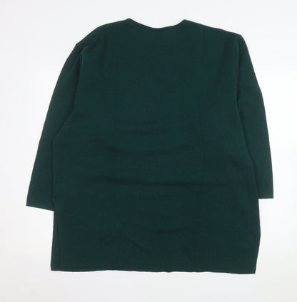 Le Minor Women Green Wool Acrylic Crew Neck Pullover Jumper Size 20