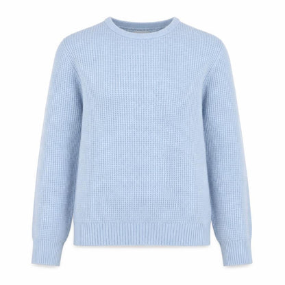 Percival Women Blue Wool Waffle-Knit Crew Neck Jumper Size S