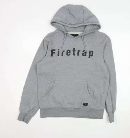 Mens UK Size M Firetrap Grey Pullover Hoodie