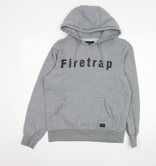 Mens UK Size M Firetrap Grey Pullover Hoodie