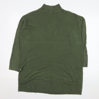 Marks and Spencer Men's Green XL Ribbed High Neck Acrylic Jumper