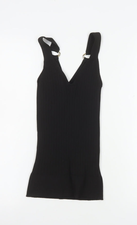 Womens UK Size M River Island Black Basic Tank