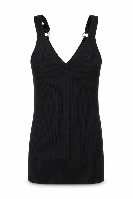 Womens UK Size M River Island Black Basic Tank