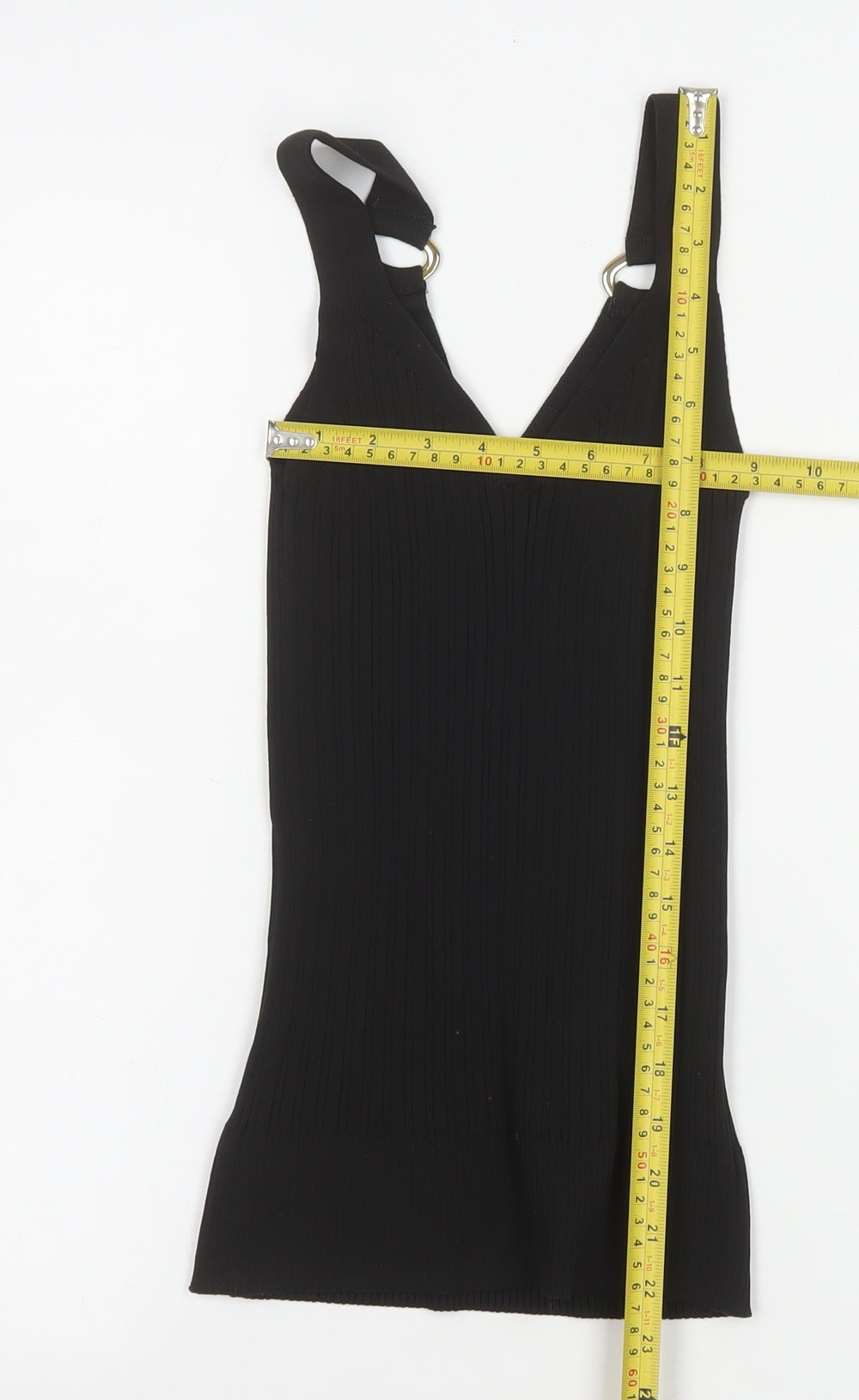 Womens UK Size M River Island Black Basic Tank