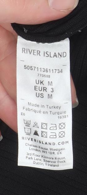 Womens UK Size M River Island Black Basic Tank