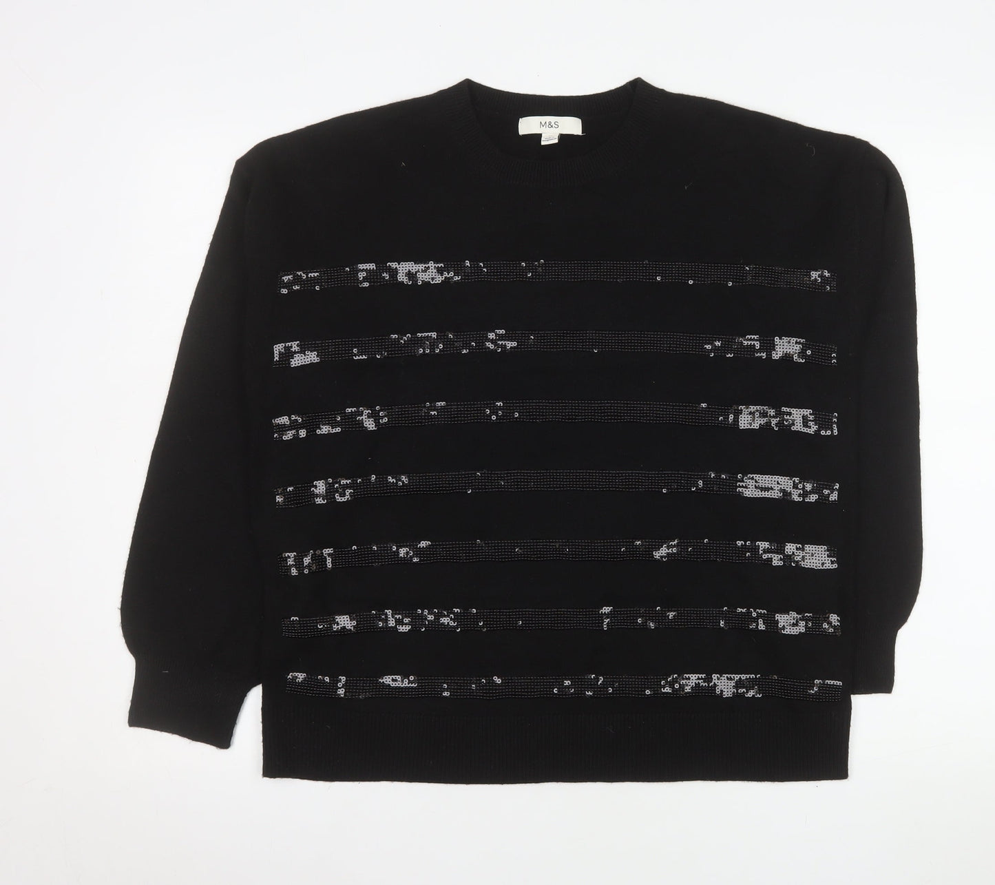 Womens UK Size M Marks and Spencer Black Pullover Jumper