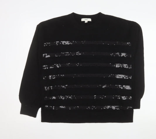 Womens UK Size M Marks and Spencer Black Pullover Jumper