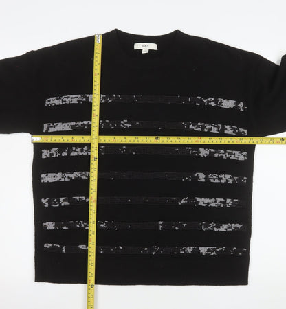Womens UK Size M Marks and Spencer Black Pullover Jumper