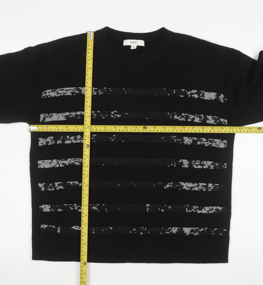 Womens UK Size M Marks and Spencer Black Pullover Jumper