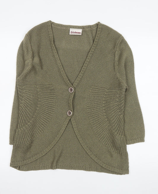 Womens UK Size 16 Kaleidoscope Green Cardigan Jumper