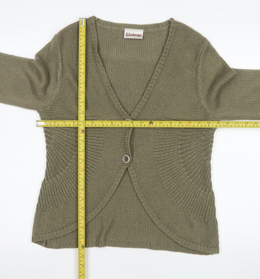 Womens UK Size 16 Kaleidoscope Green Cardigan Jumper