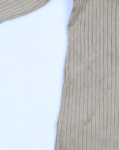 Jaeger Women’s Beige Roll Neck Ribbed Jumper M