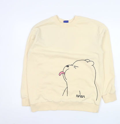 Womens UK Size M Street Fashion Beige Pullover Sweatshirt