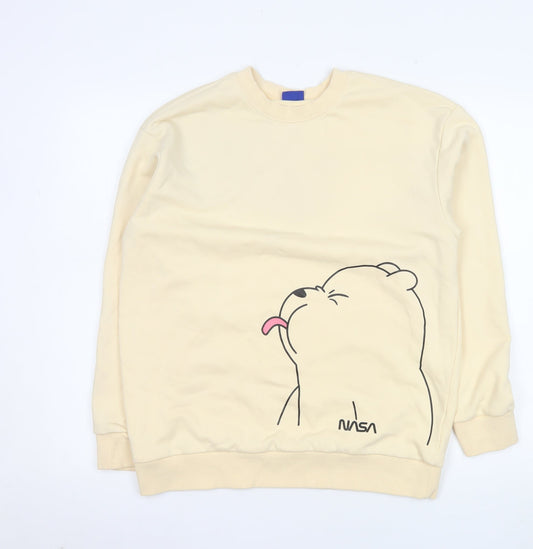 Womens UK Size M Street Fashion Beige Pullover Sweatshirt