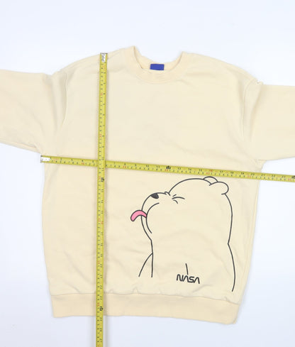 Womens UK Size M Street Fashion Beige Pullover Sweatshirt