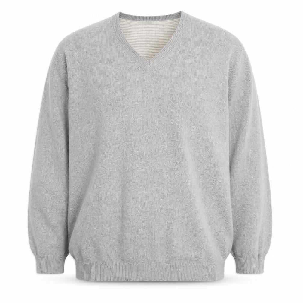 Marks and Spencer Men's Grey 2XL Cotton V-Neck Jumper