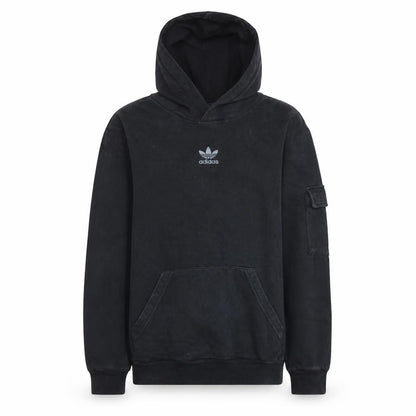 Front view of Adidas boys’ black pullover fleece hoodie 13-14 years regular fit