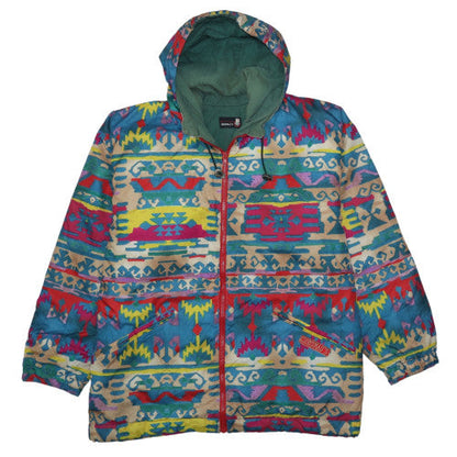 CHRISMAS'S Women's Multicoloured Aztec Hooded Cotton Jacket Size 10